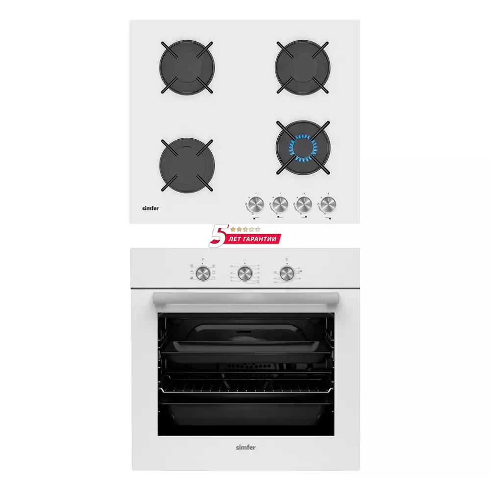 Изображение товара Комплект бытовой техники Simfer S65W570 с газовой поверхностью и духовкой белый
