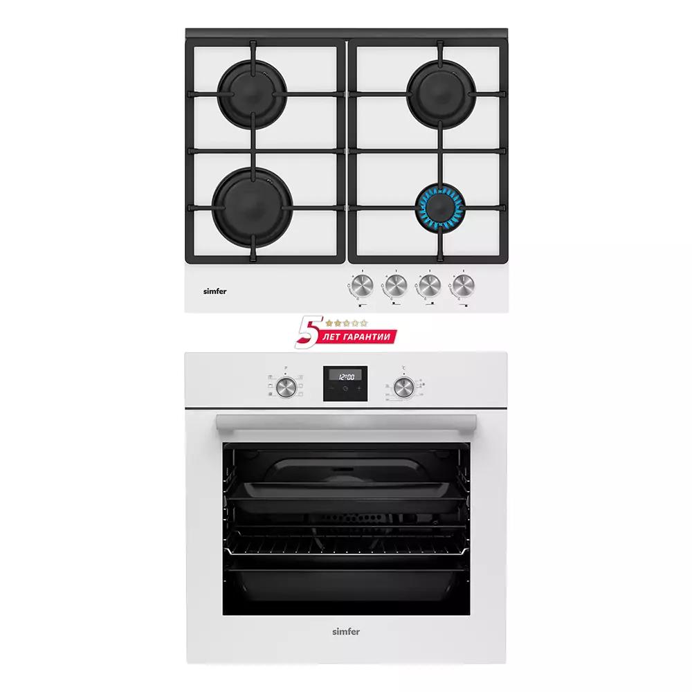Изображение товара Комплект бытовой техники Simfer S68W516 белый встраиваемый кухонный набор с духовкой и плитой