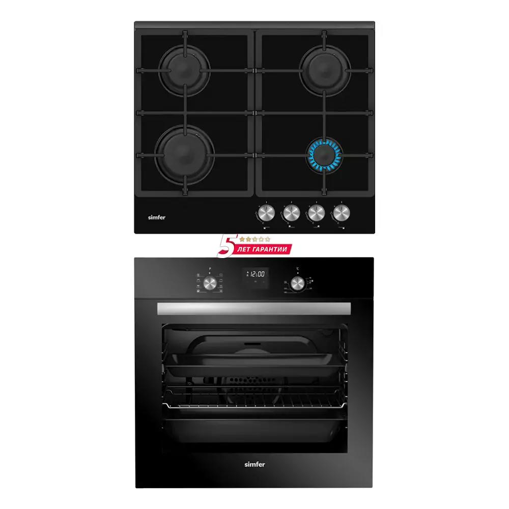 Изображение товара Комплект бытовой техники Simfer S68B516 черный с газовой панелью и духовкой
