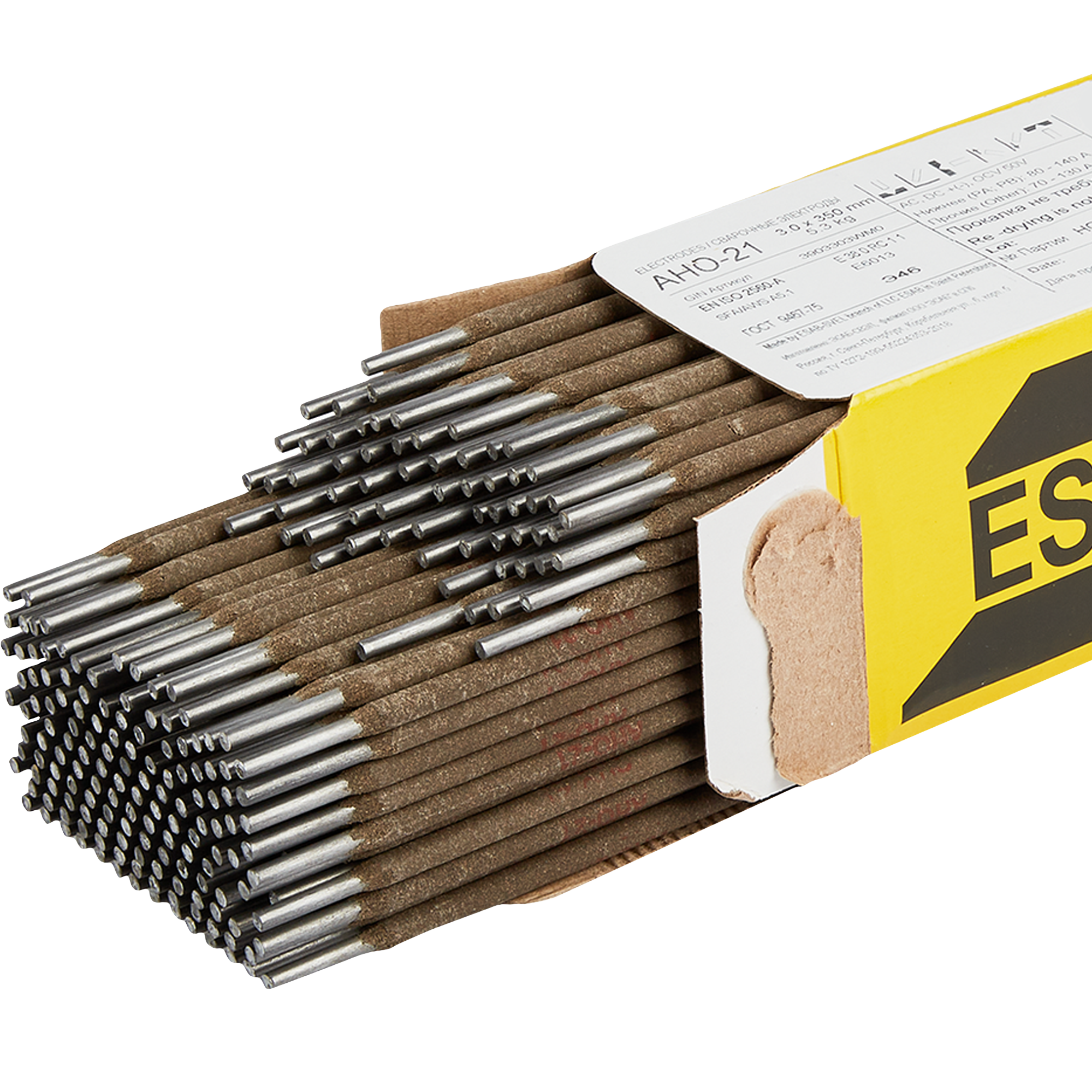 Изображение товара Электрод сварочный АНО-21 Esab диаметром 3 мм, 5,3 кг для сварки сталей