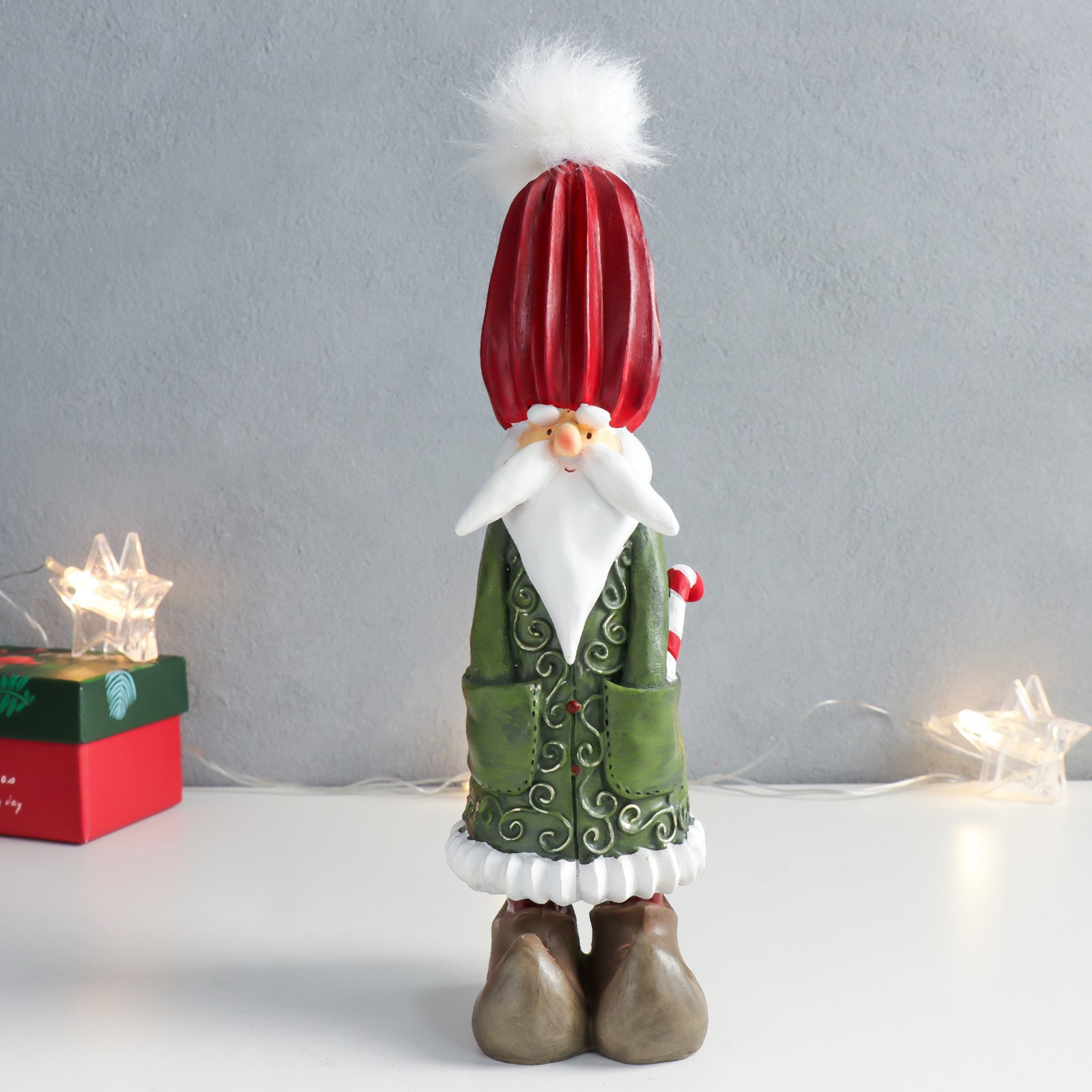 Изображение товара Новогодняя фигурка Simaland Санта - факир в зелёной шубке 7x8x24 см