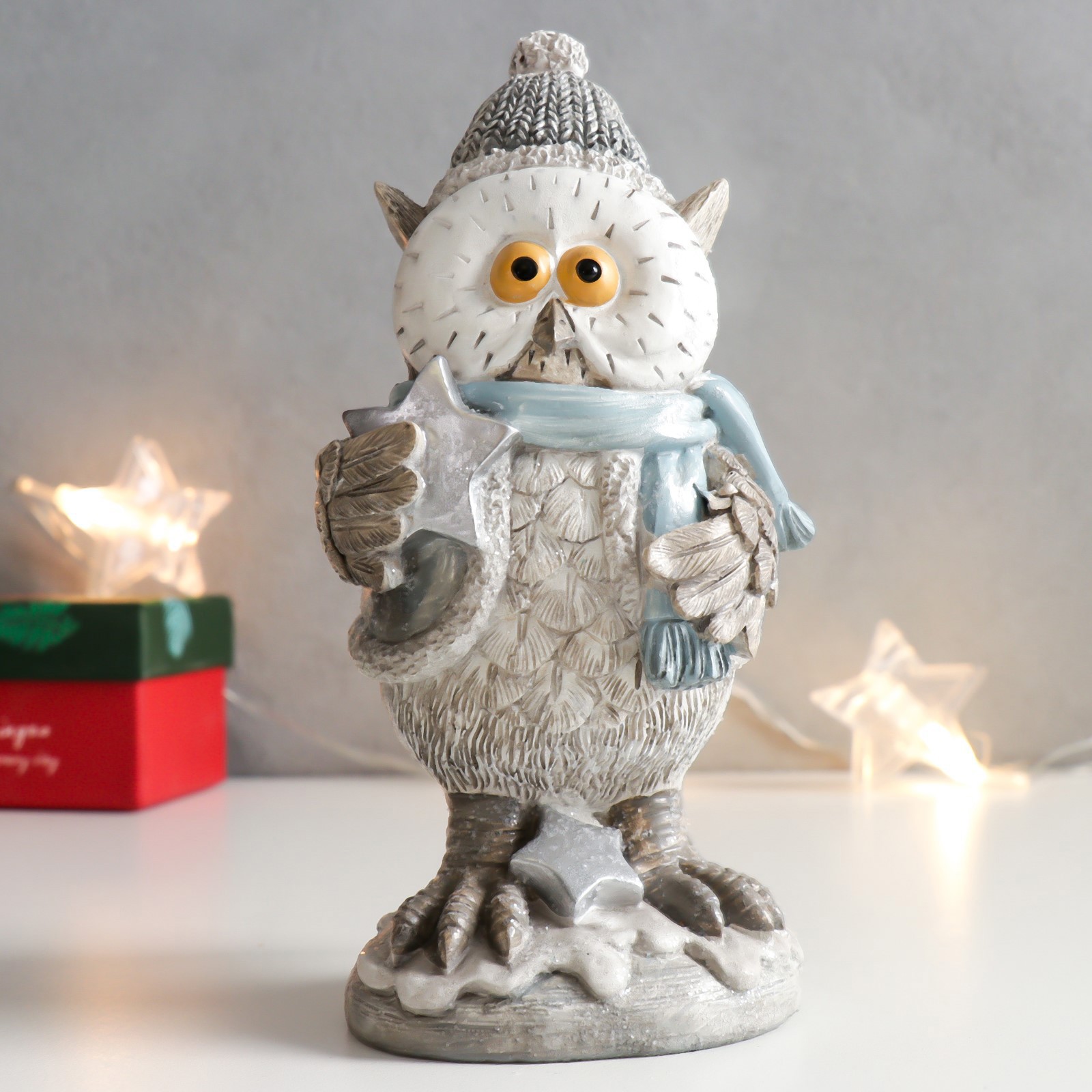 Изображение товара Новогодняя фигурка Simaland Филин со звёздочкой в зимнем наряде 16.7x8.5 см