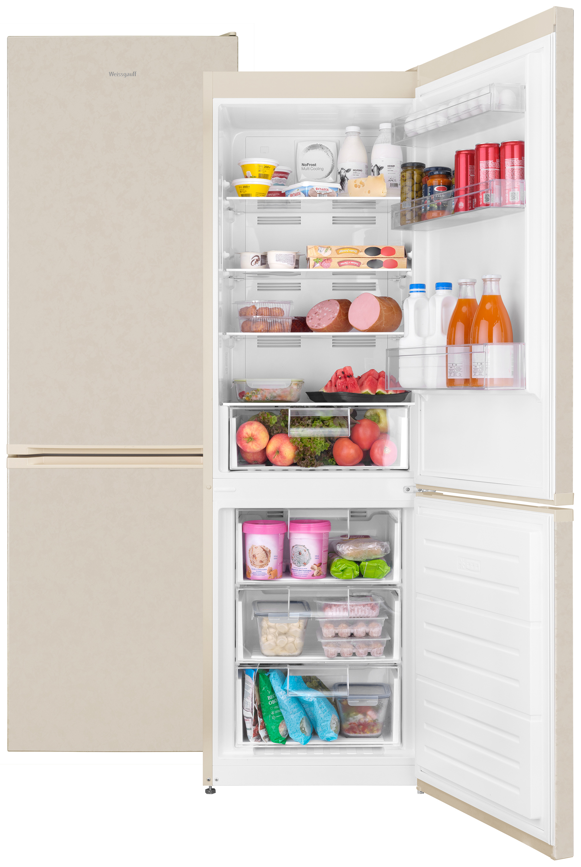 Изображение товара Отдельностоящий холодильник Weissgauff WRK 185 Be 205л морозильник 86л бежевый