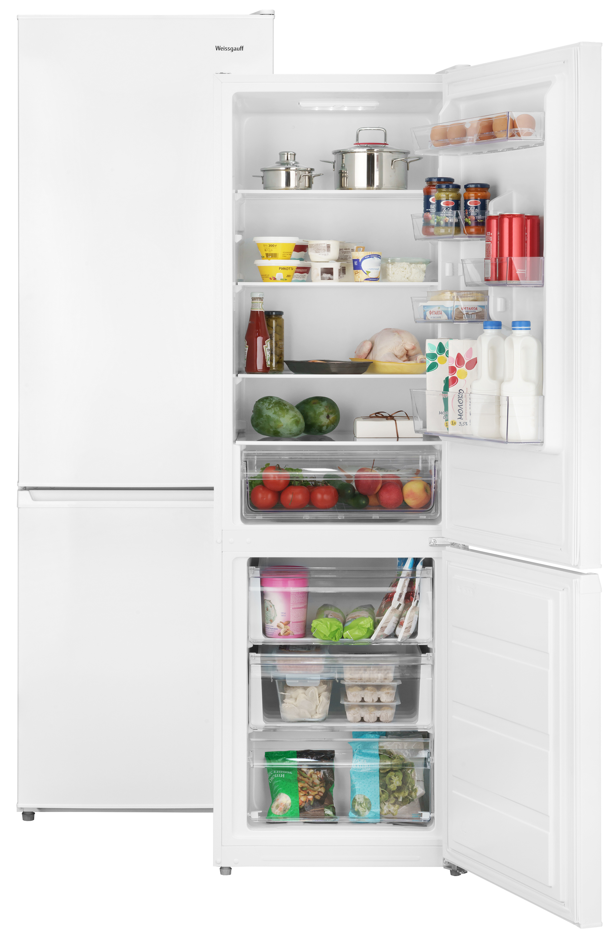 Изображение товара Отдельностоящий холодильник Weissgauff WRK 190 W 189 см белый объем 295 литров