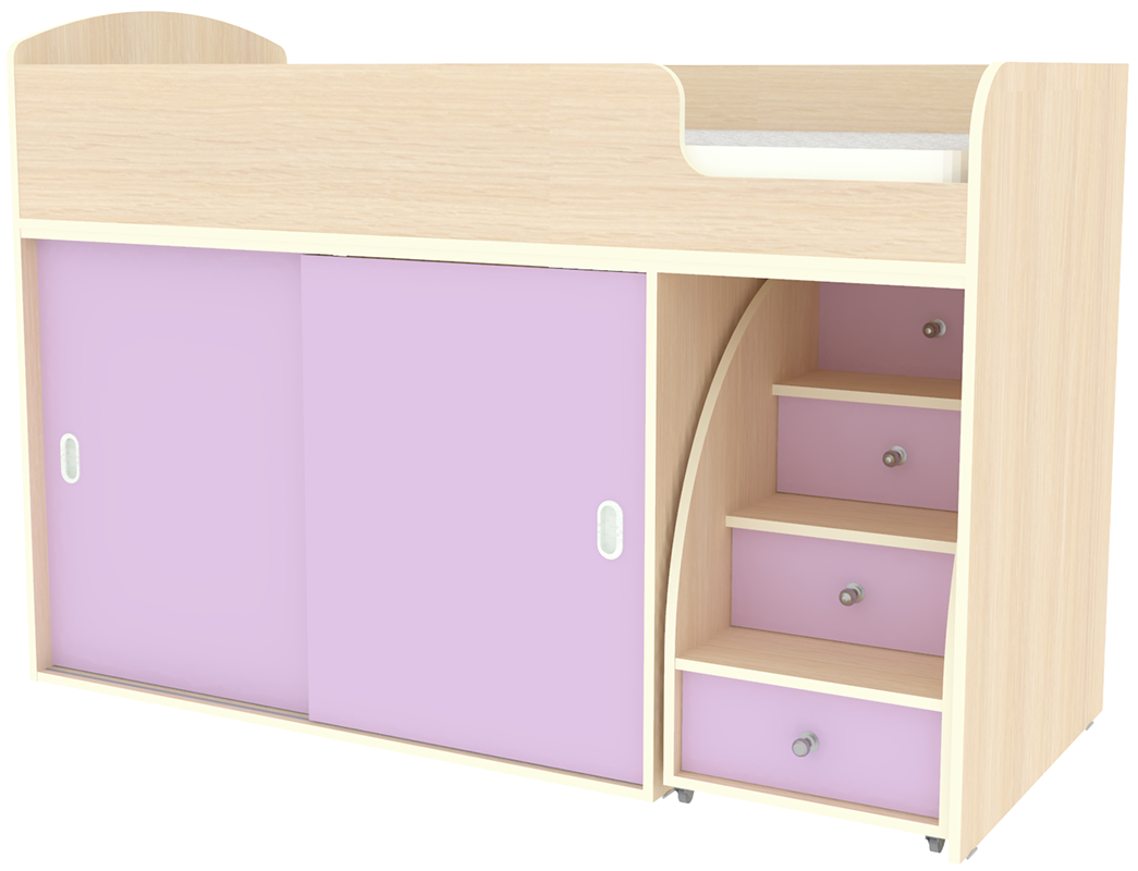 Изображение товара Кровать-чердак Кариви КИВи 164x110x74 см ЛДСП цвет дуб молочный/ирис