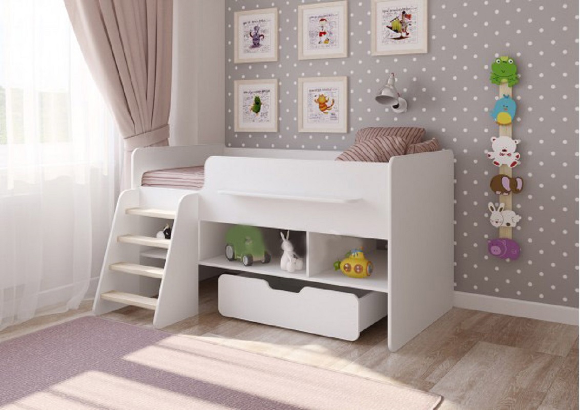 Изображение товара Детская кровать Кариви Сказка 165x90 см белый ЛДСП российское производство