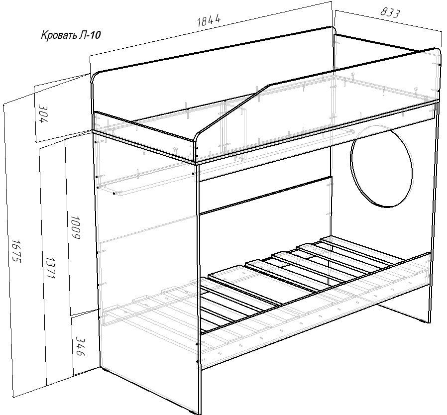 Изображение товара Детская двухъярусная кровать Кариви Сказка, ЛДСП, светлый дуб, 209.7х167.5х83.2 см