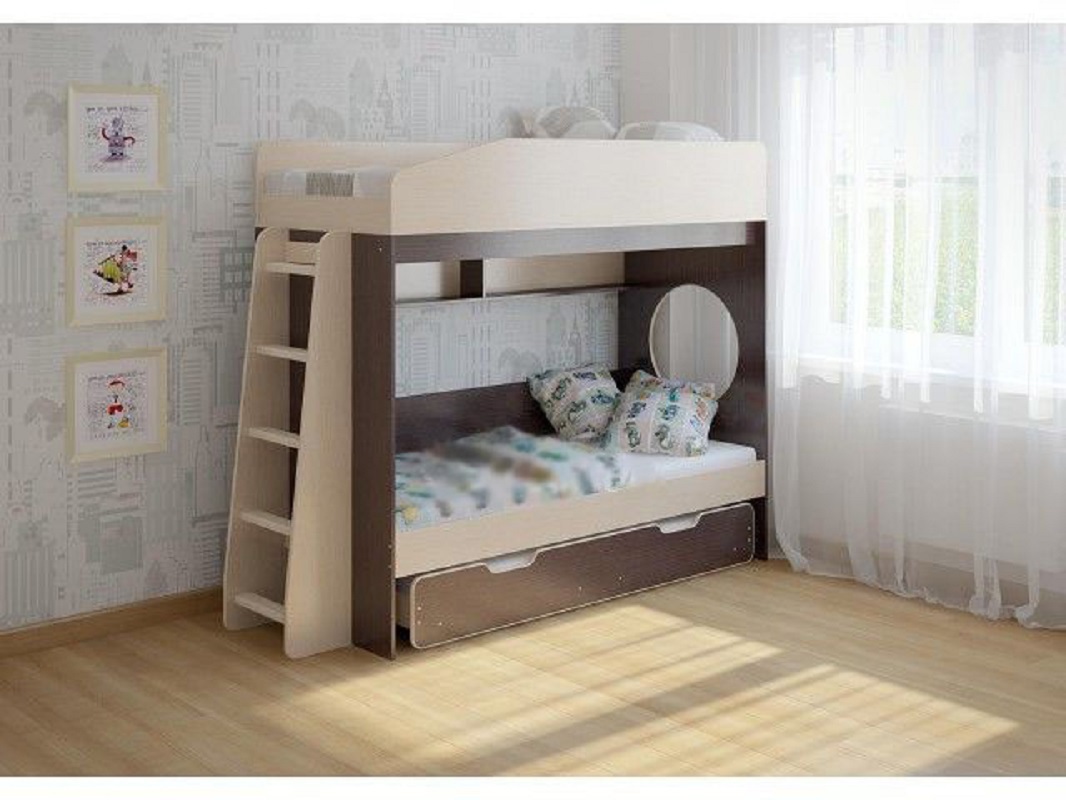 Изображение товара Детская двухъярусная кровать Кариви Сказка 209.7x167.5 см ламинированная ДСП Россия