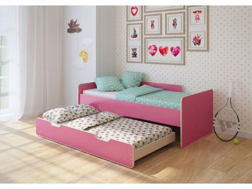 Кровать выдвижная Кариви Сказка 184.20x61x90 см ЛДСП цвет розовый ️ ...