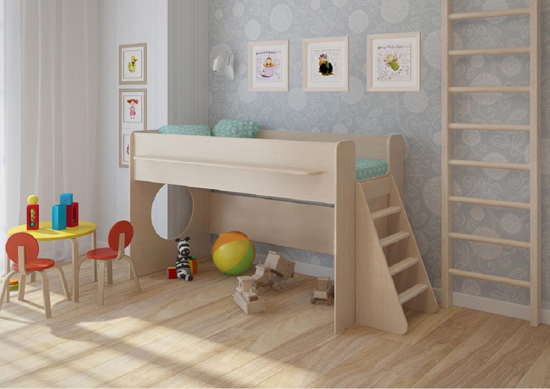 Изображение товара Детская кровать Кариви Сказка Л-23.1 из ЛДСП с лестницей и игровым пространством
