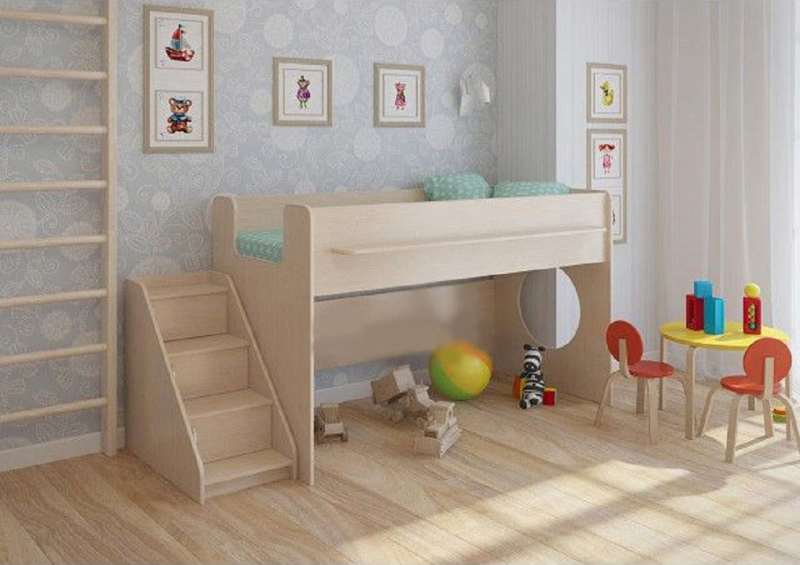 Изображение товара Детская кровать Кариви Сказка Л-23.2 из ЛДСП с игровой зоной и световым окном