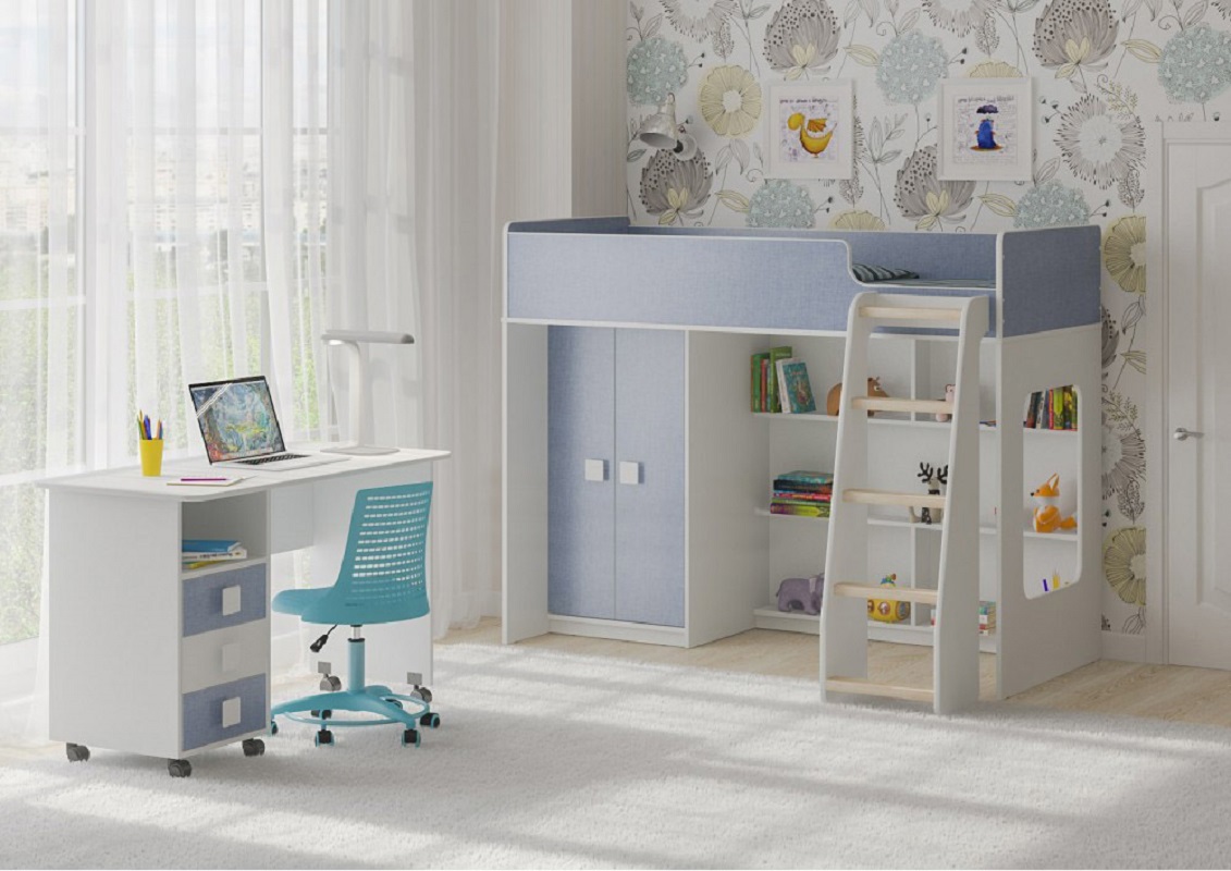Изображение товара Кровать-чердак Кариви Сказка Л-42.1.4 с игровым пространством и столом 179x116.7 см