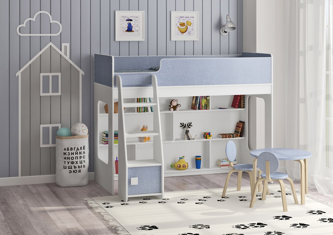 Изображение товара Детская кровать-чердак Кариви Сказка Л-42.3.1 с игровым пространством и световыми окнами