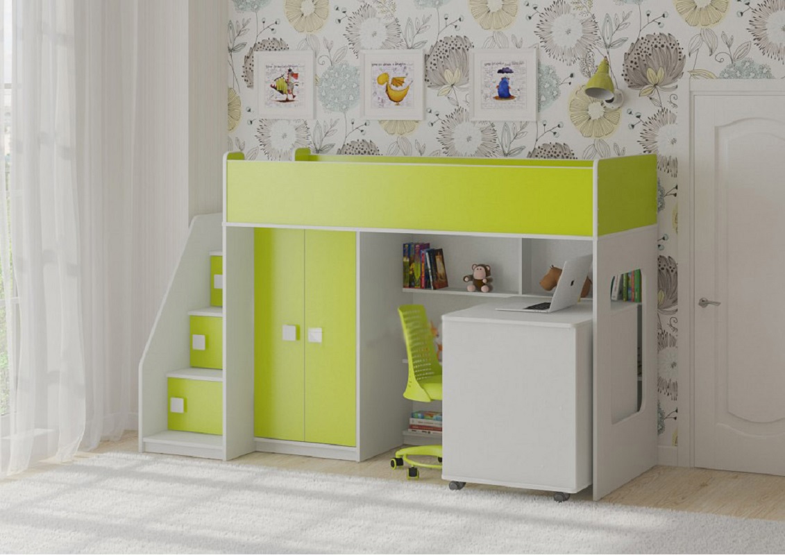 Изображение товара Кровать-чердак Кариви Сказка Л-43.1.3 с выдвижным столом