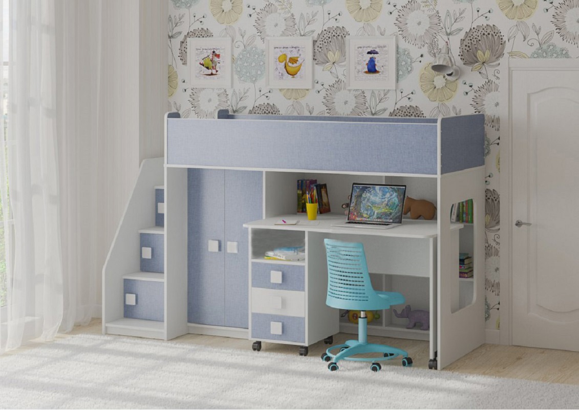 Изображение товара Кровать-чердак КАРИВИ Л-43.1.4 с письменным столом и шкафом