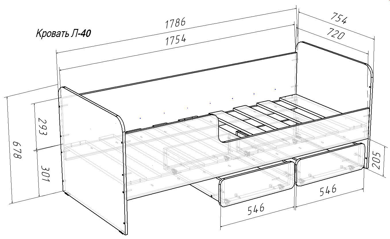 Изображение товара Детская кровать Кариви Сказка 186x142.8 см из ЛДСП светлый дуб