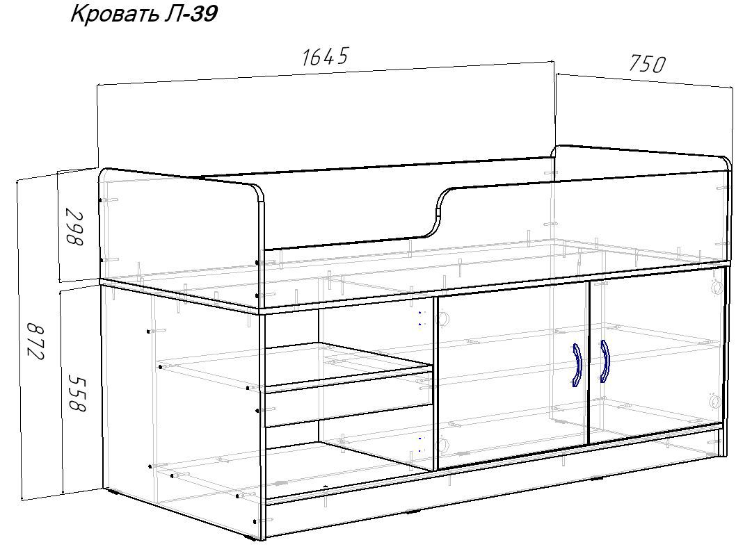 Изображение товара Детская кровать Кариви Сказка 215.80x142.80x75 см из ЛДСП цвет дуб молочный