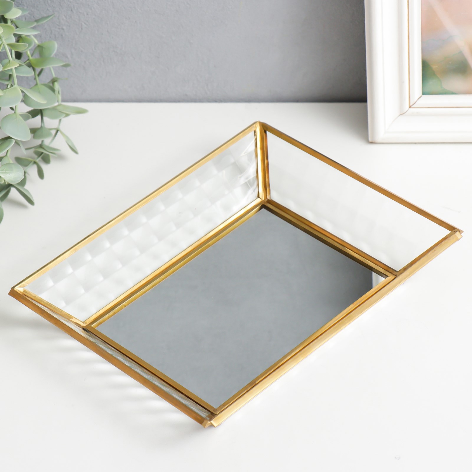 Изображение товара Подставка интерьерная с зеркалом "Волна" 4x16x21 см