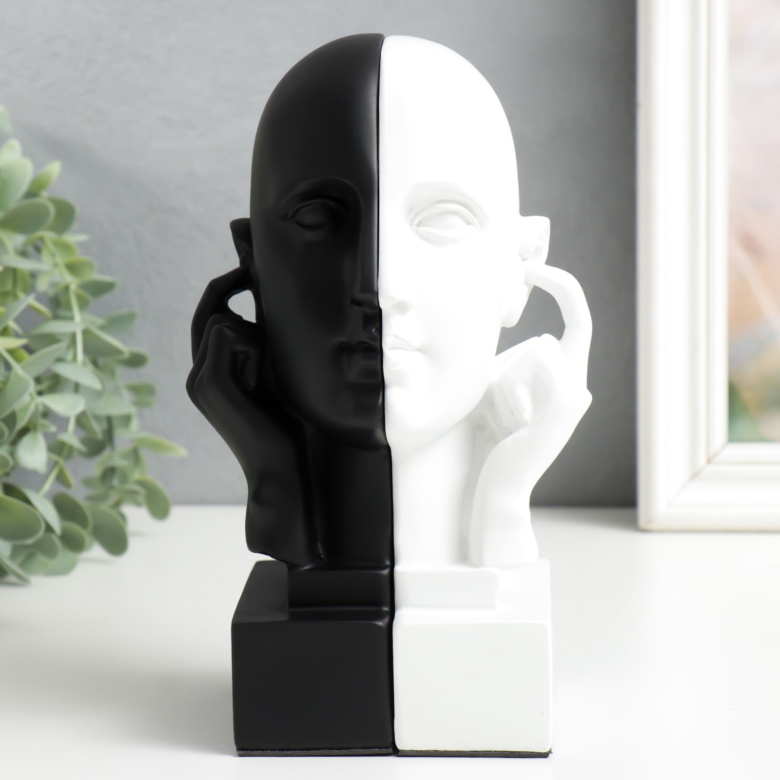 Изображение товара Держатель для книг "Ничего не слышу" набор 2 шт чёрно-белый 9x12x21 см