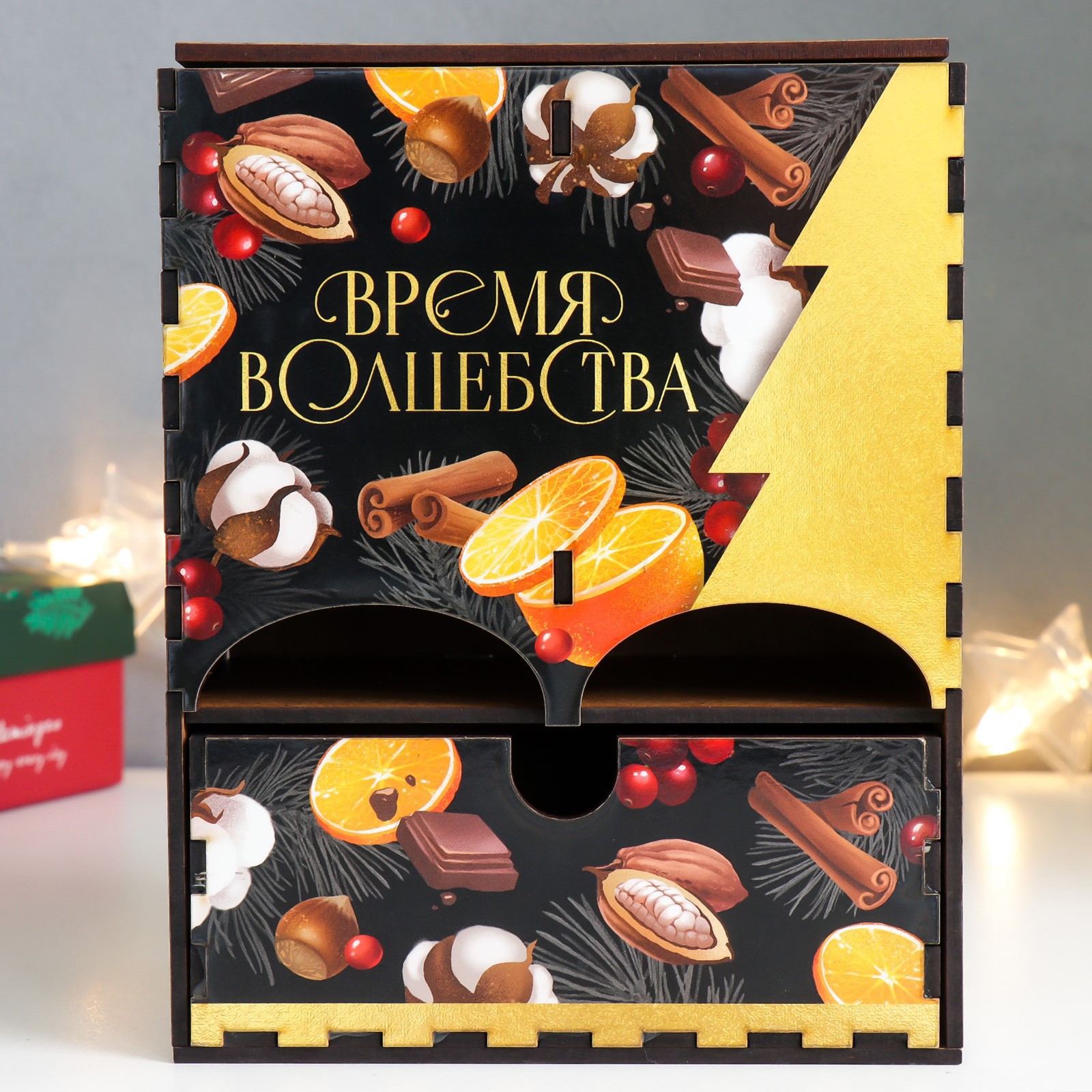 Изображение товара Чайный домик с ящиком "Чёрное золото" 20x15x8,5 см