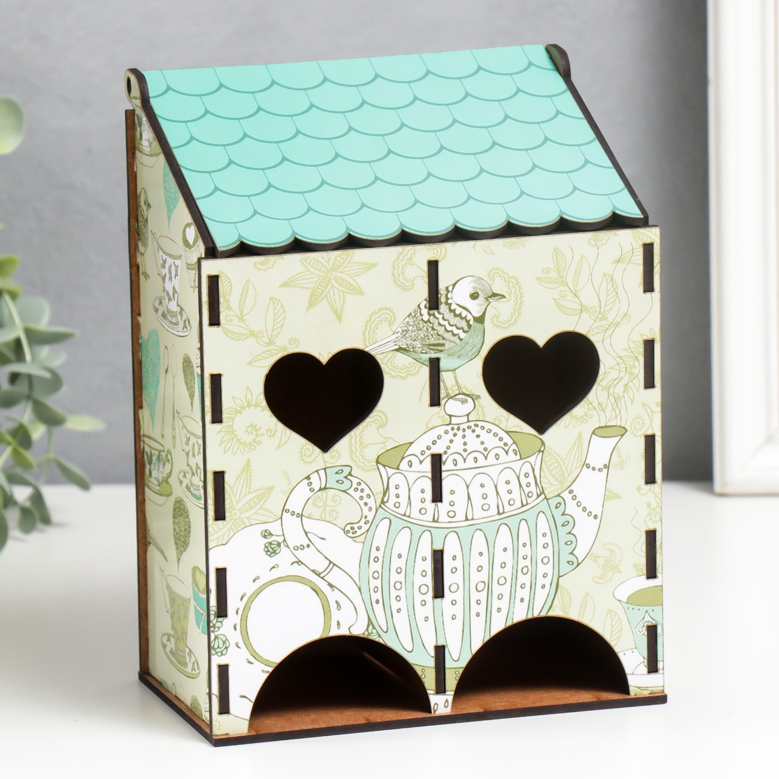 Изображение товара Чайный домик двойной "Птички" 21x10.5x15.5 см