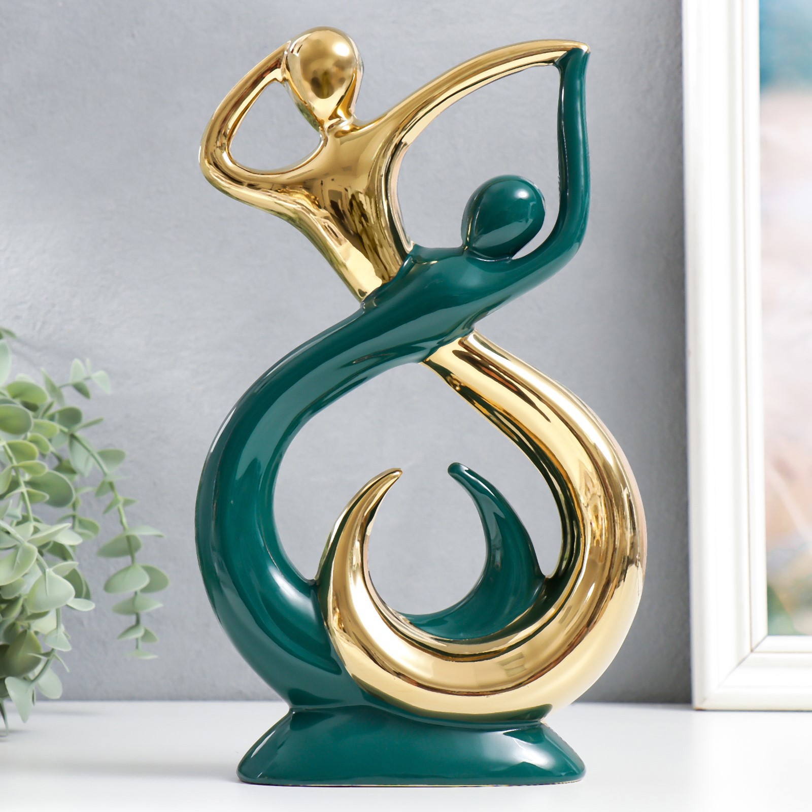 Изображение товара Декоративная фигура Абстракция Танец тёмно-зелёный с золотом 29x16x6 см