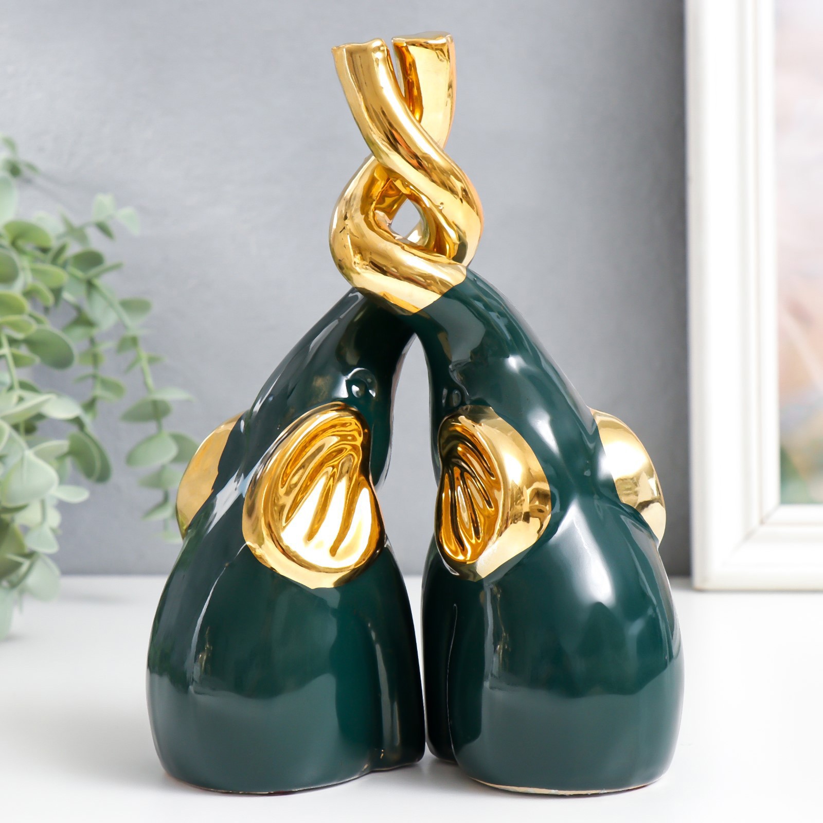 Изображение товара Декоративная фигура SIMALAND Два слона хоботы сплетены 20x12x7 см