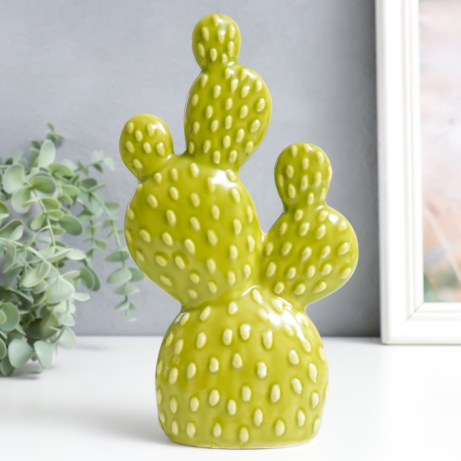 Изображение товара Фигурка "Кактус Опунция" зелёный 5x12.5x22 см