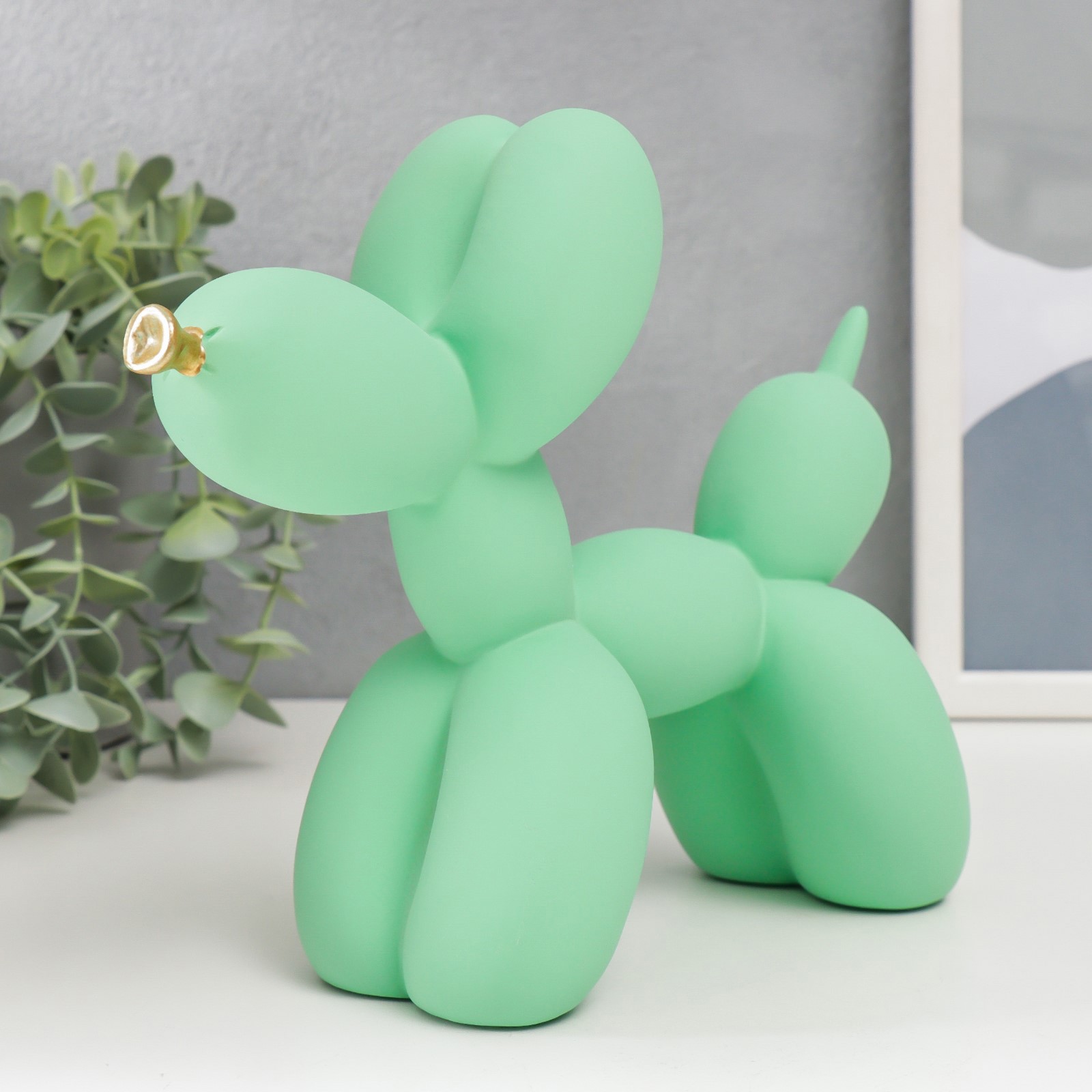 Изображение товара Воздушный шарик — собачка с золотым носиком, мятная, 7,5x20,5x17,5 см