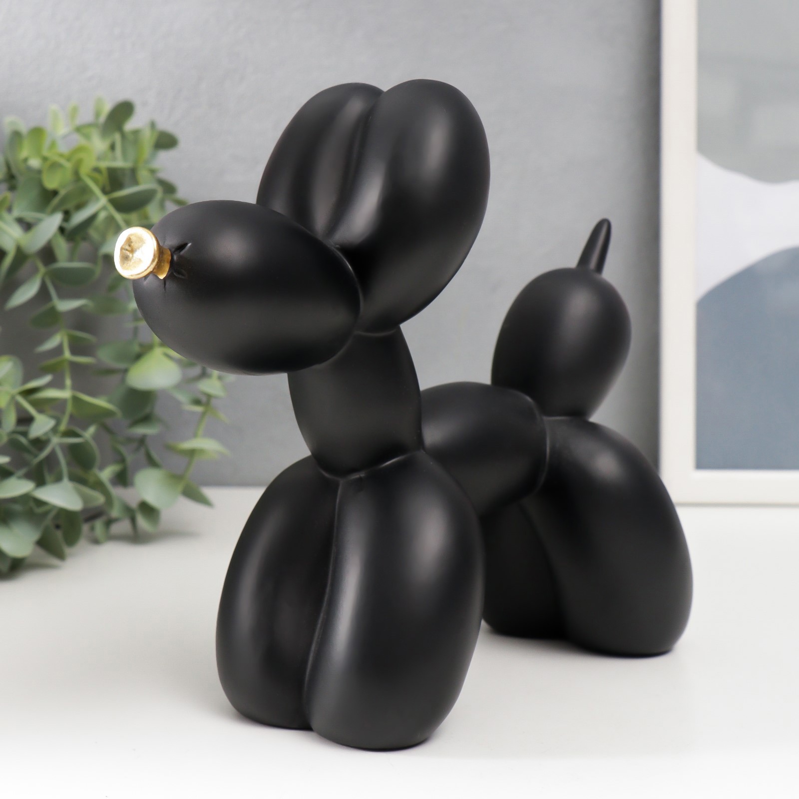 Изображение товара Фигурка "Воздушный шарик - собачка с золотым носиком" чёрный 7.5x20.5x17.5 см