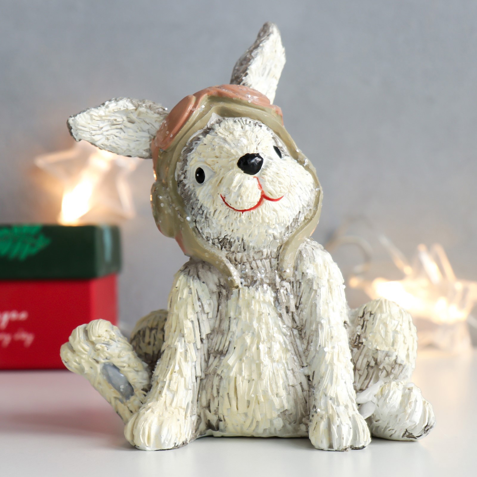 Изображение товара Зайчик-авиатор блеск — декоративная фигура 13 см