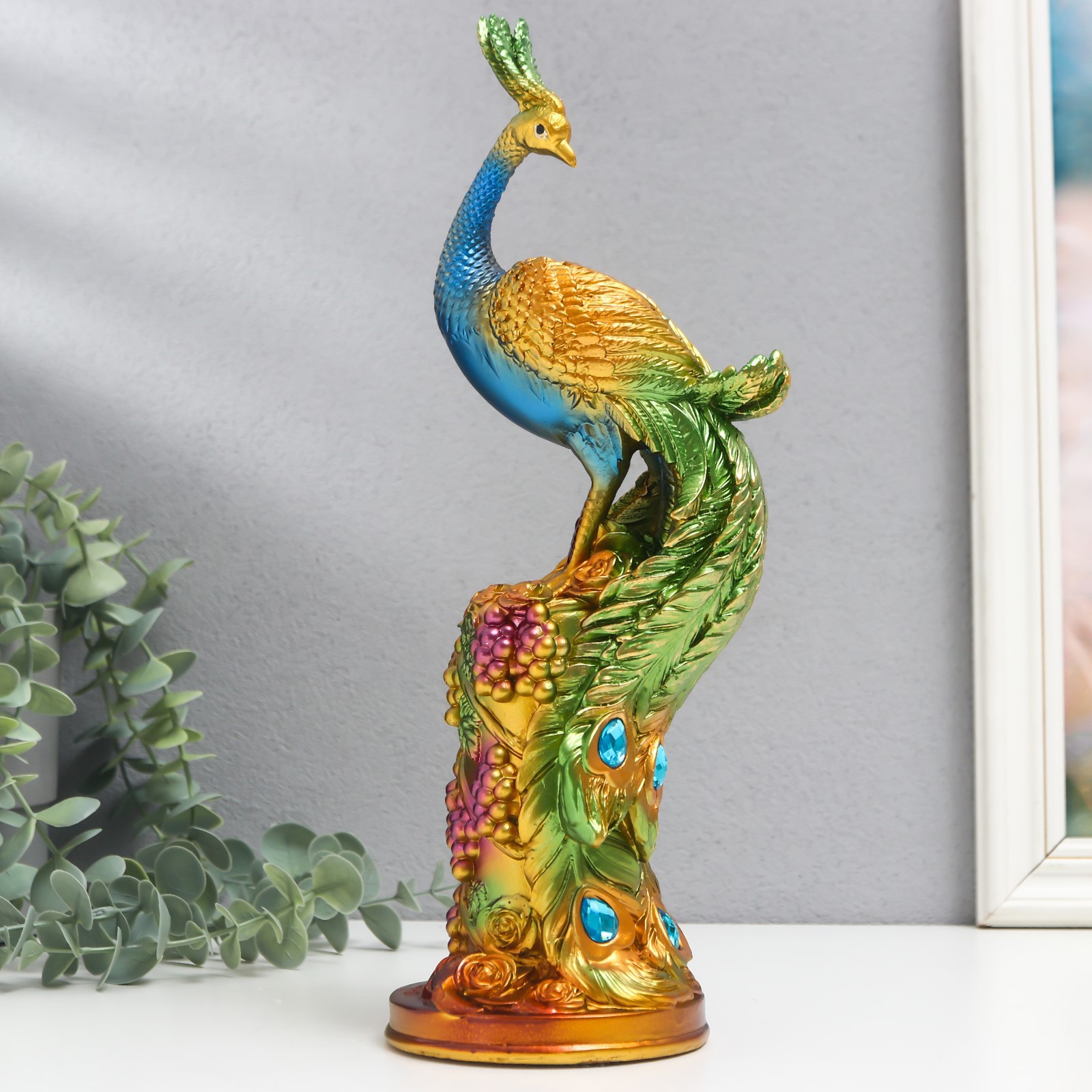 Изображение товара Фигурка "Красочный павлин" стразы 9.5x9.5x30 см