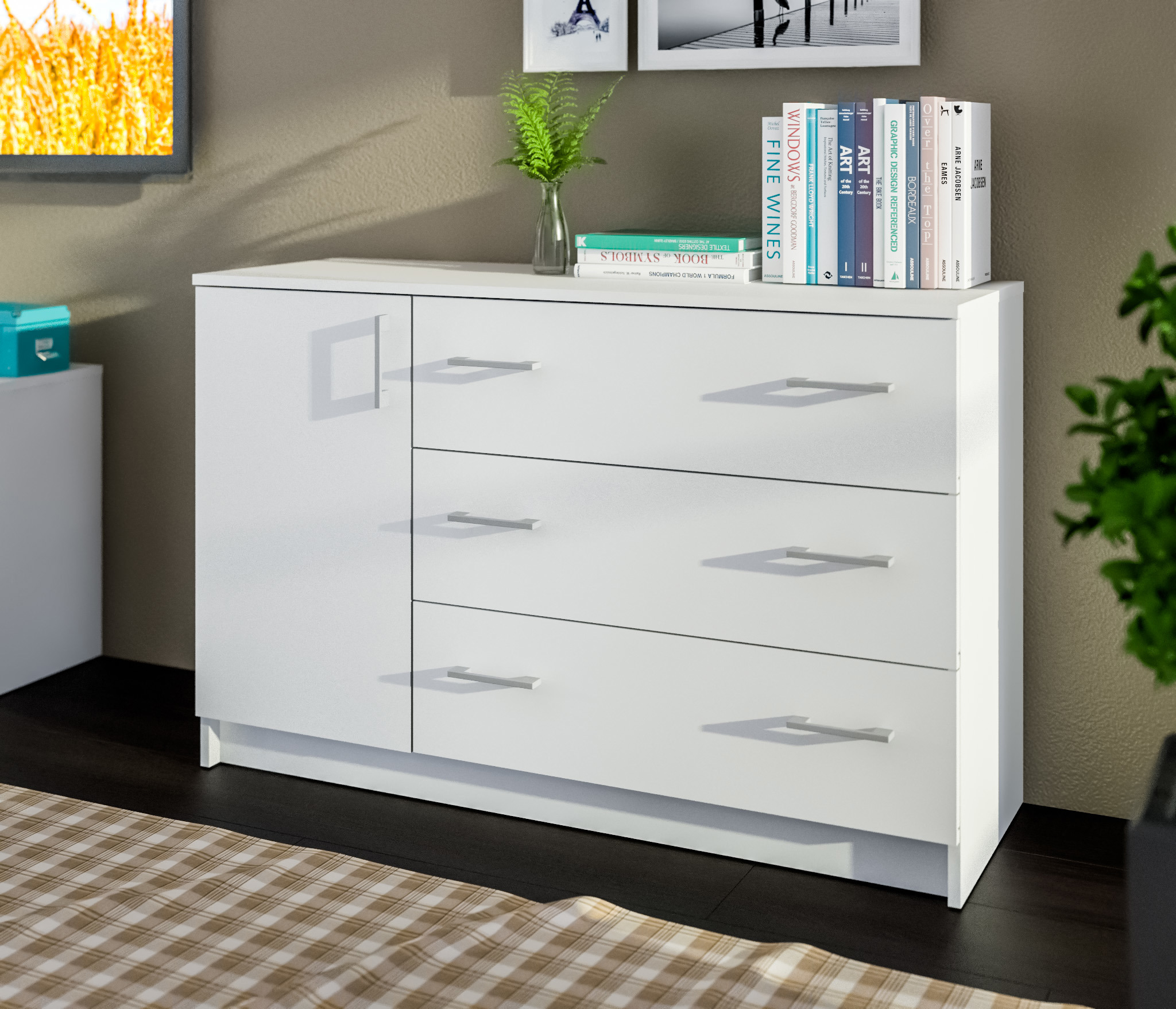 Изображение товара Комод Столплит Терра сб-2958 3 ящика белый современный дизайн вместительный