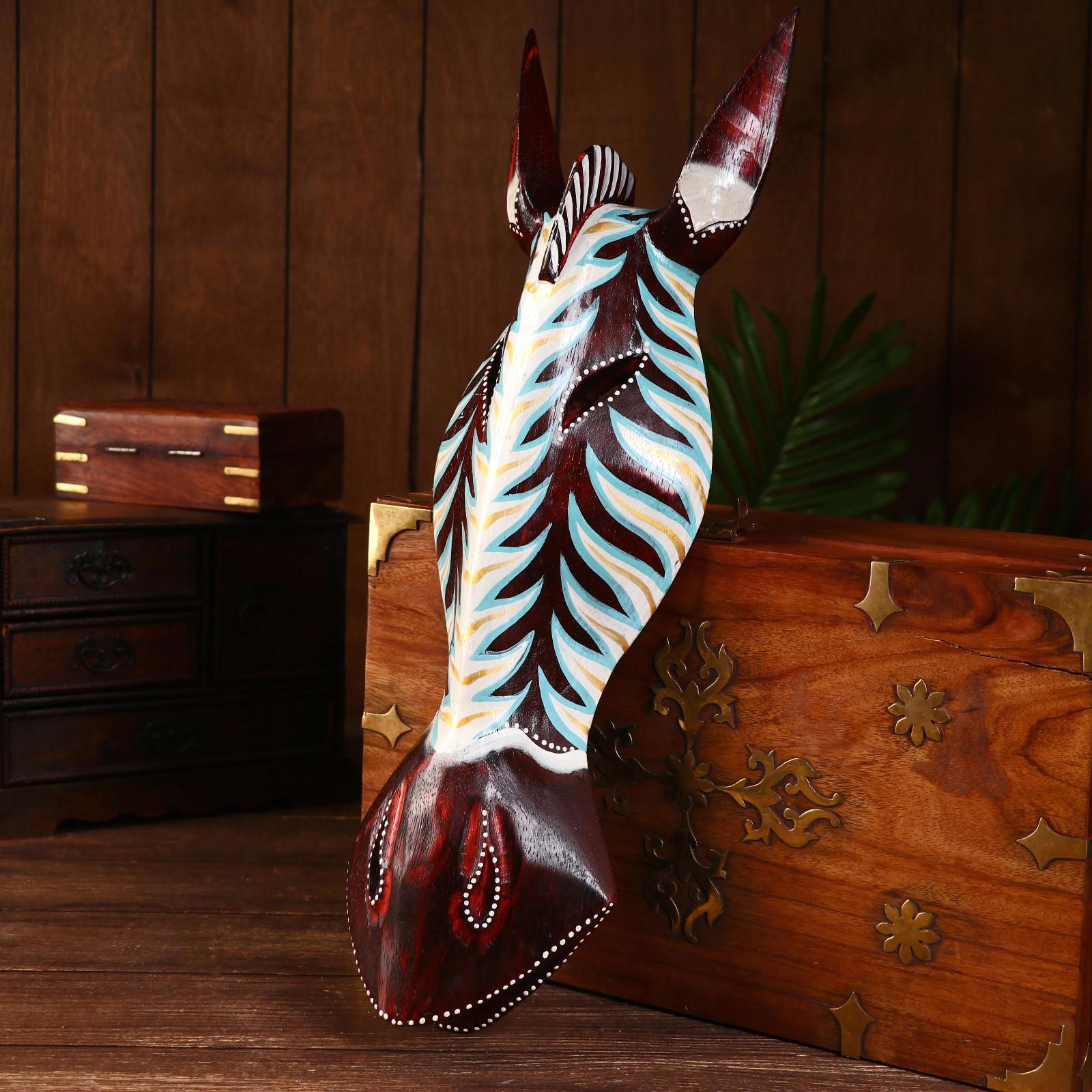 Изображение товара Панно-маска «Зебра» из дерева, бело-коричневый 50x15x7 см