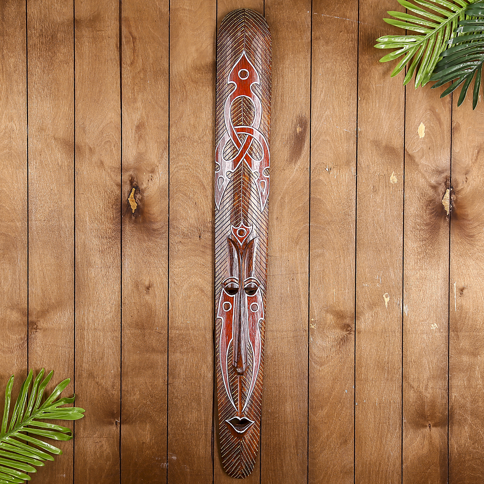 Изображение товара Панно маска "Абориген" красный узор, 100 см