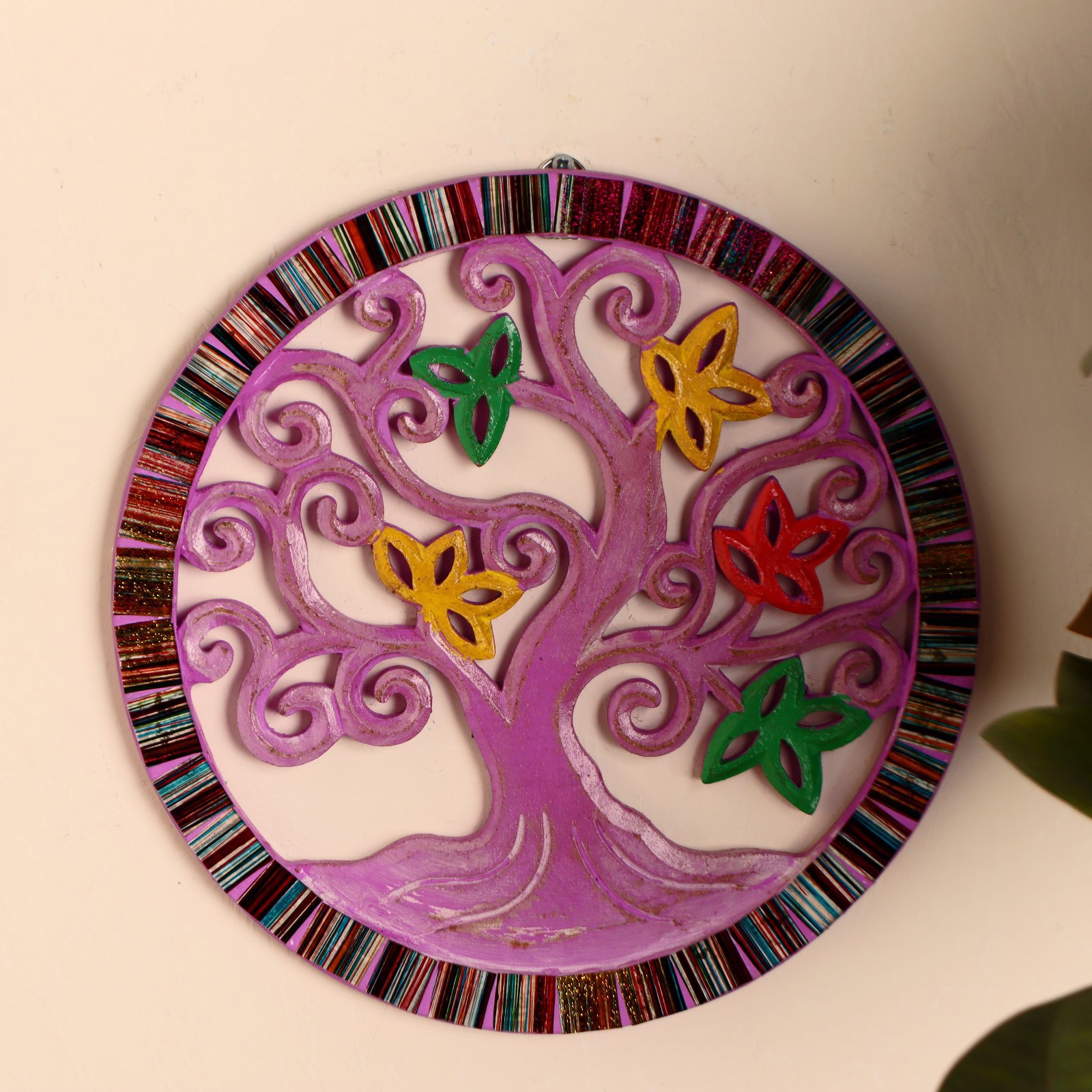 Изображение товара Панно Древо жизни розовое 30 см—ручная работа, бусины из стекла