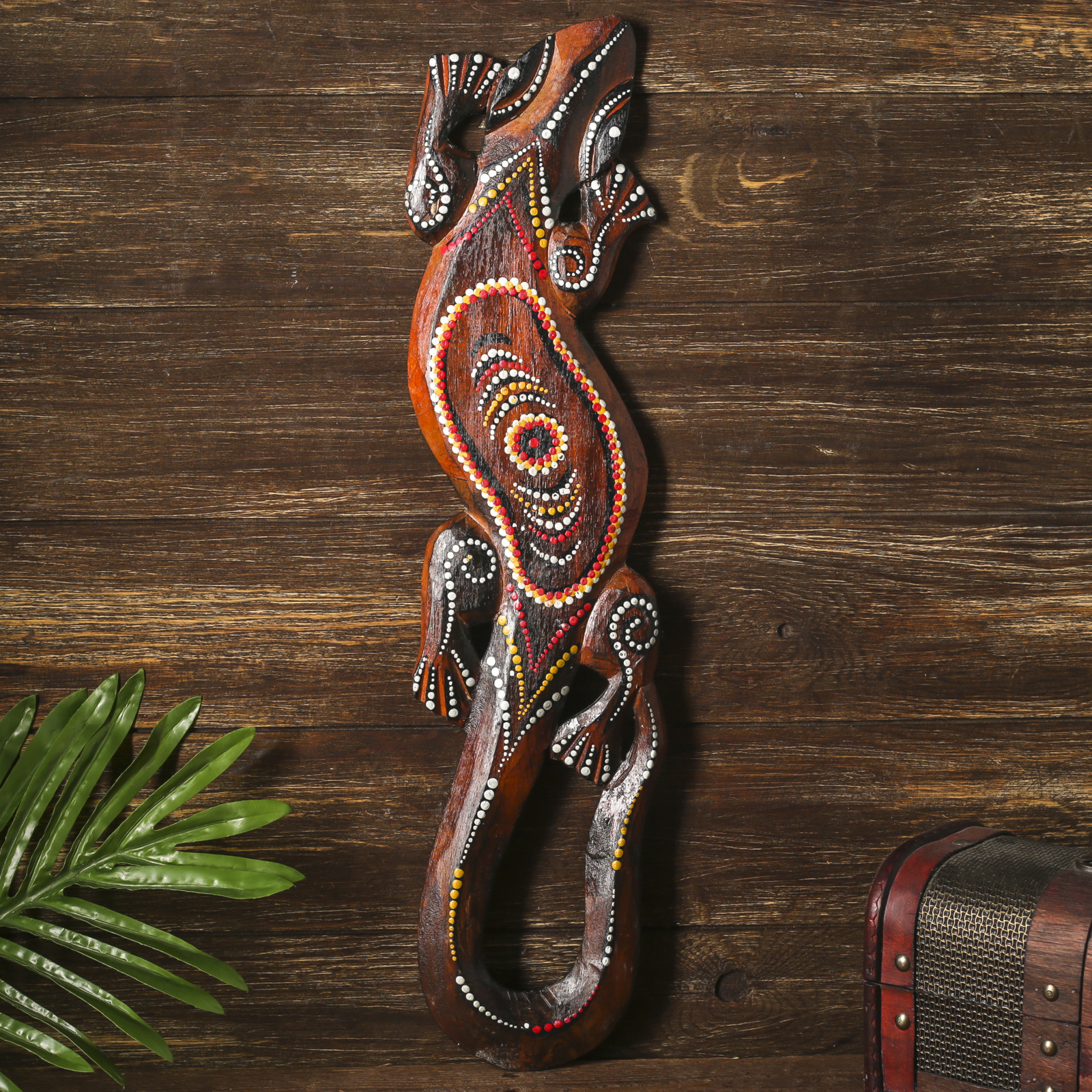 Изображение товара Панно "Геккон с цветком и узором" 1x12x50 см