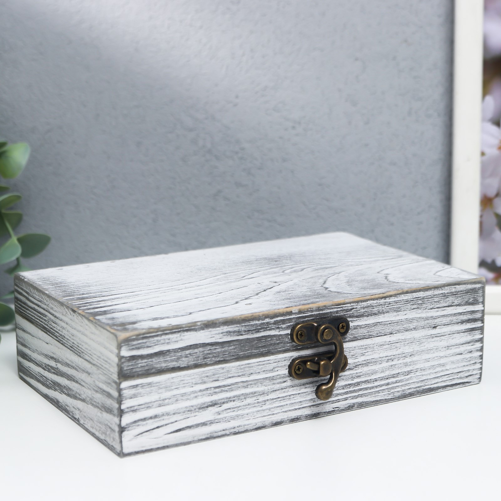 Изображение товара Шкатулка "Прямоугольная" серая 5x11.2x17.4 см