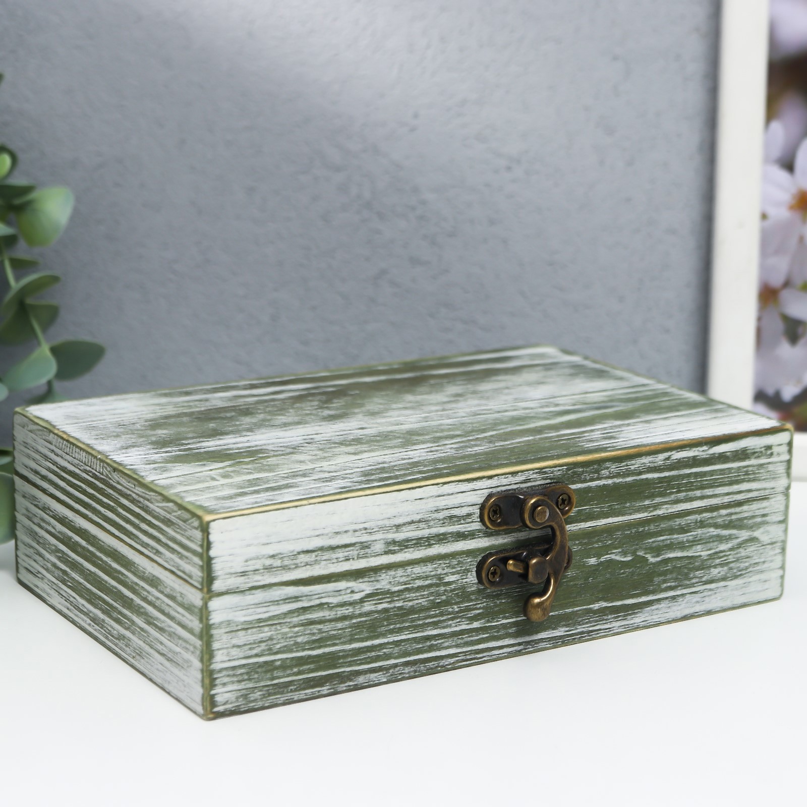 Изображение товара Шкатулка "Прямоугольная" тёмно-серая 5x11.2x17.4 см