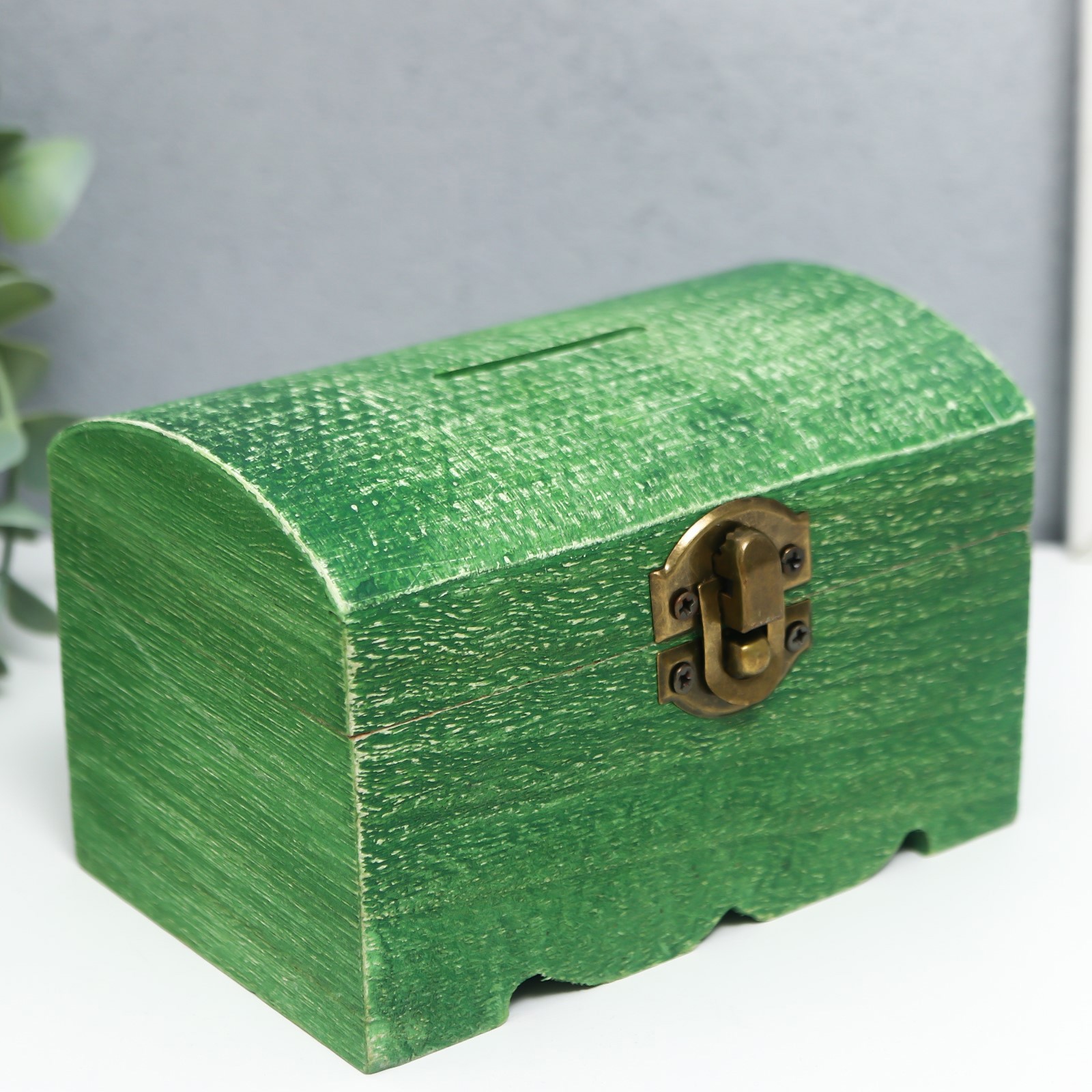 Изображение товара Шкатулка Сундучок зелёная 8x8x12 см — деревянная, стильная