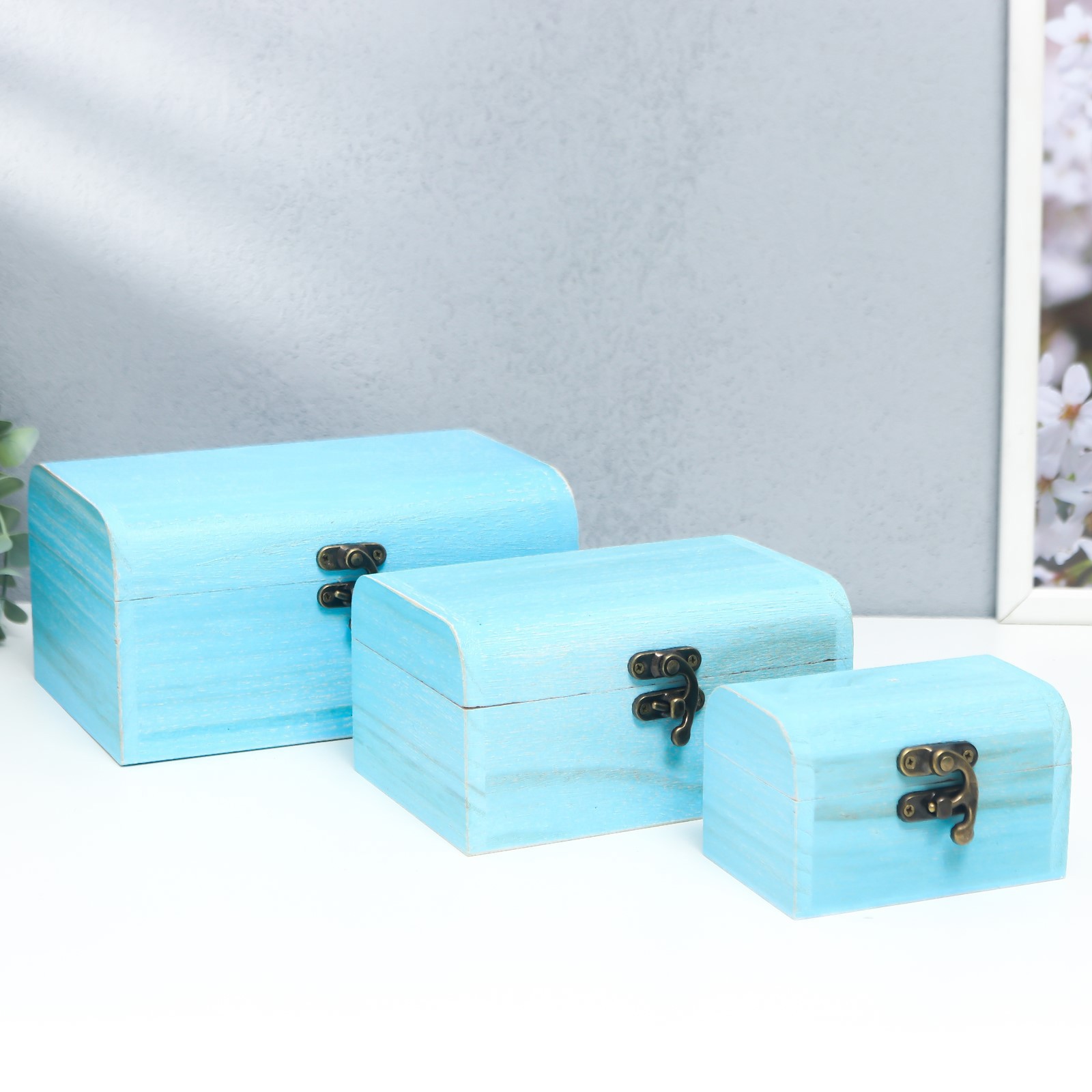 Изображение товара Шкатулка SIMALAND Синий Дерево Набор 3 шт