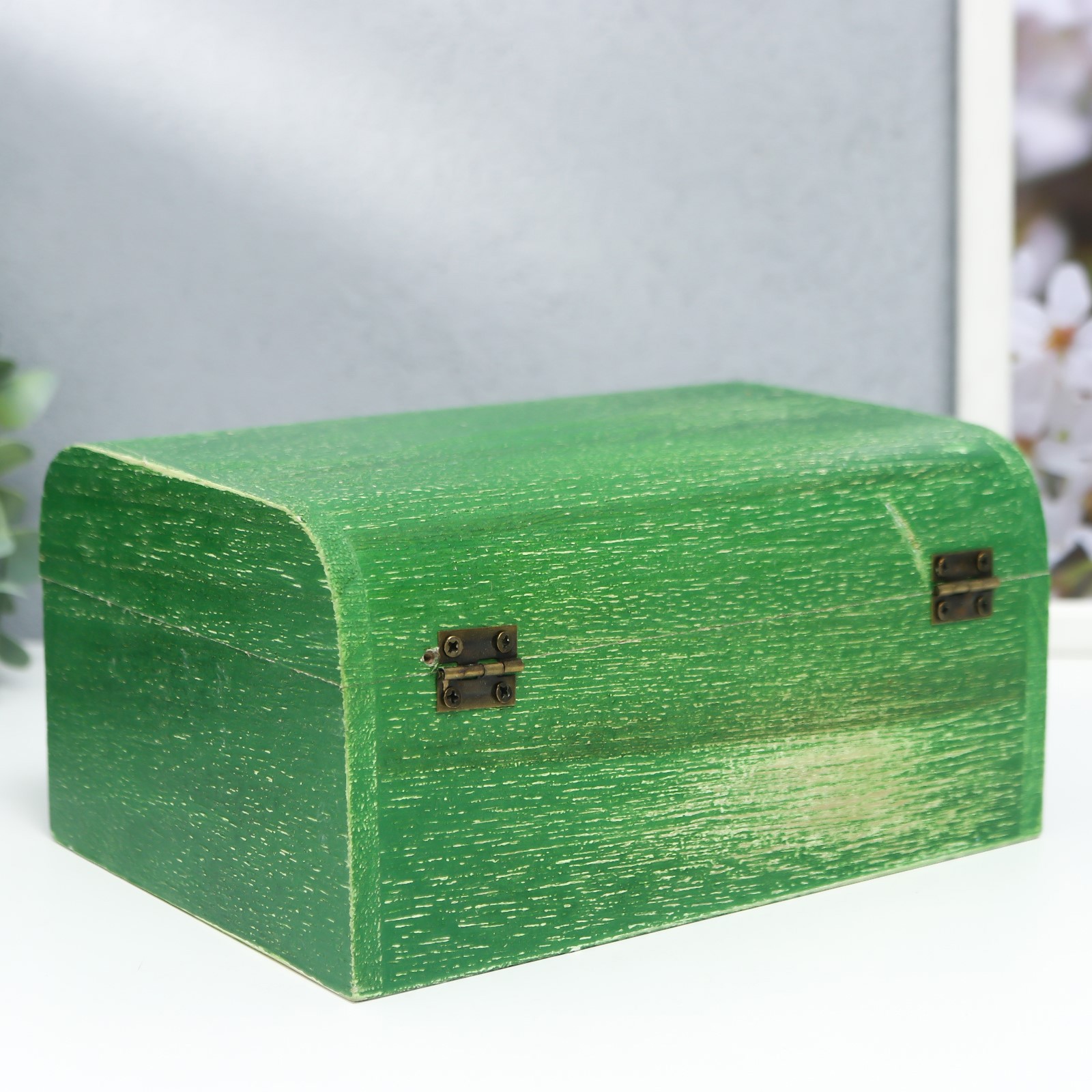 Изображение товара Шкатулка Сундучок 3 шт зелёная дерево/металлическая