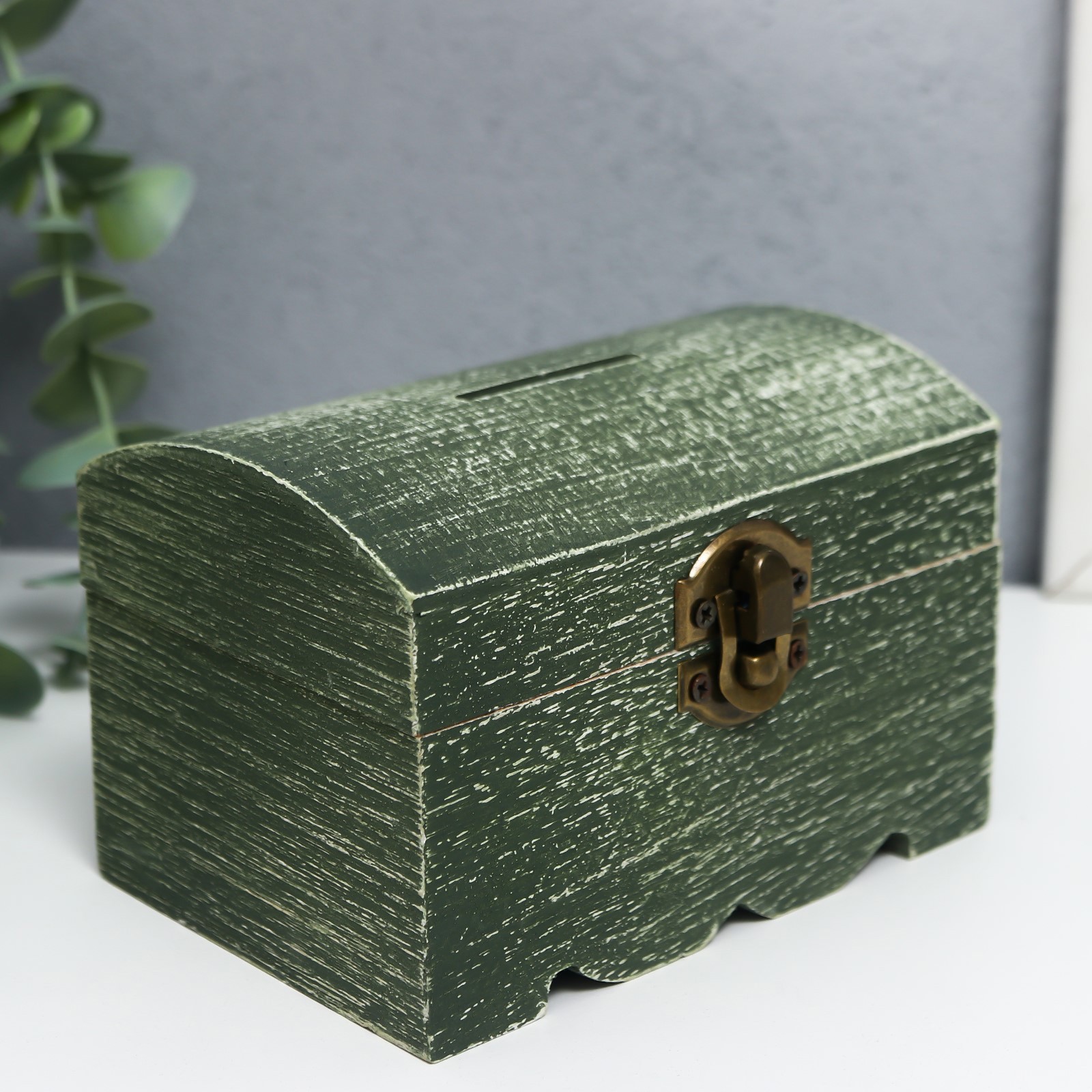 Изображение товара Шкатулка "Сундучок" темно-зеленая 8x8x12 см