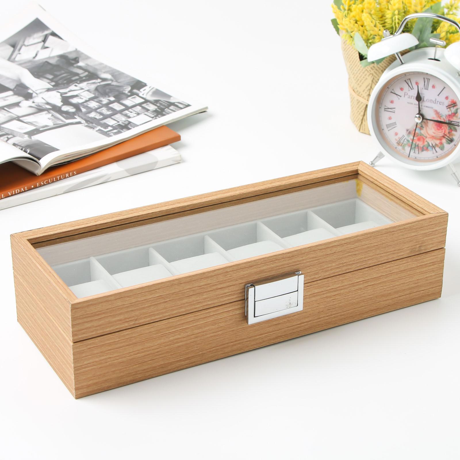 Изображение товара Шкатулка под часы 6 отделений "Бежевая" 7.5x31x12 см