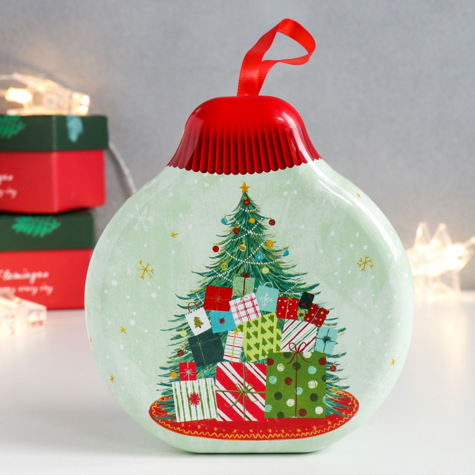 Изображение товара Шкатулка шар "Ёлочка с подарками" 4x11.5x12.7 см