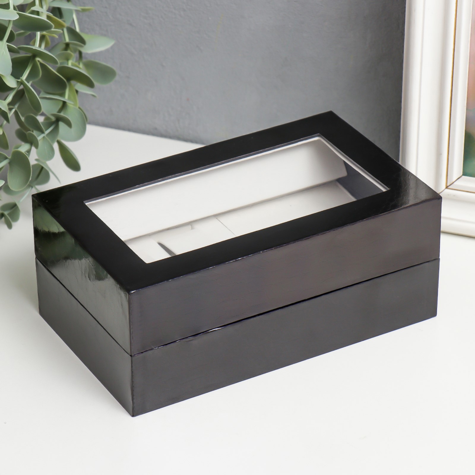 Изображение товара Шкатулка SIMALAND Чёрный питон Шкатулка для часов и бижутерии