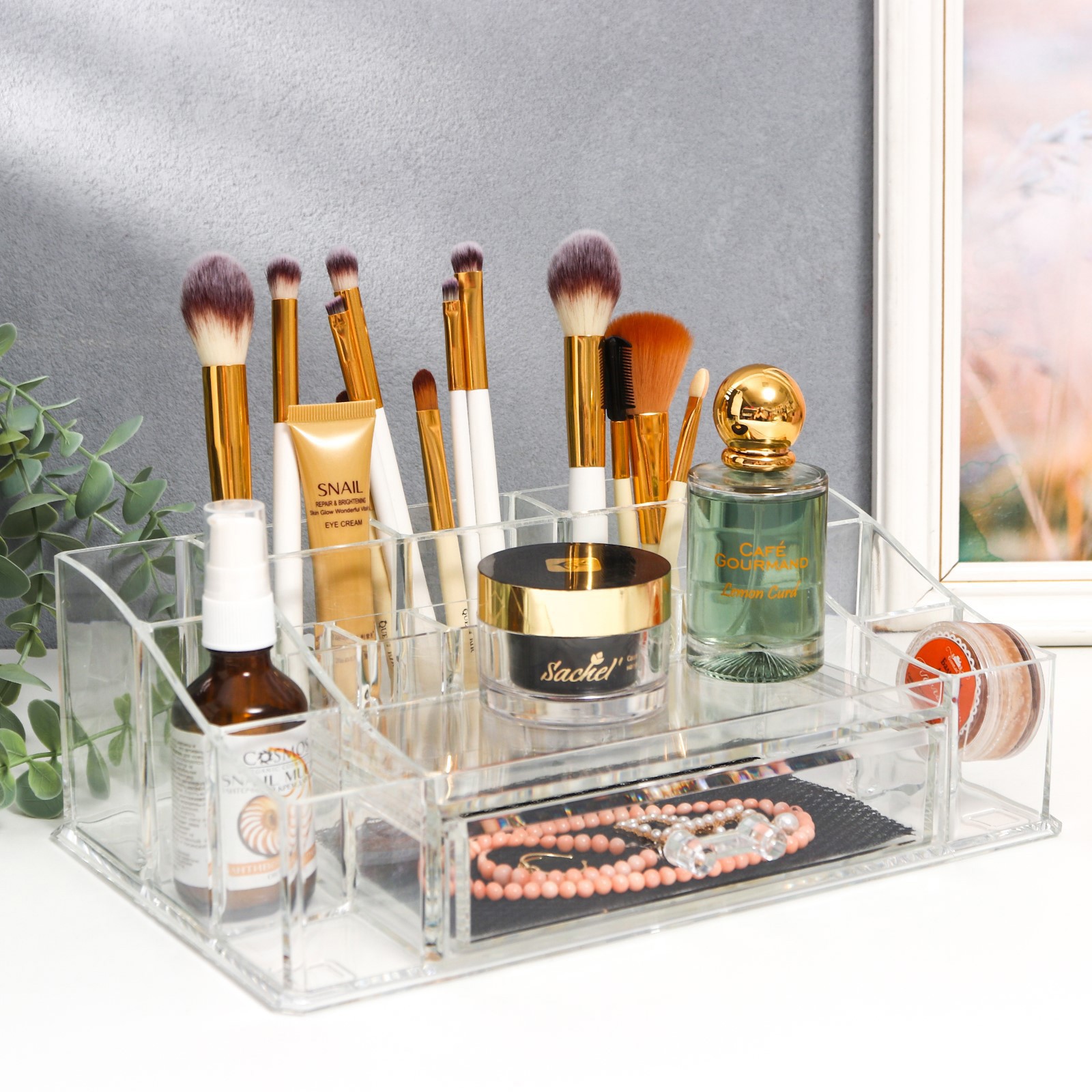 Изображение товара Шкатулка-органайзер 1 ящик SIMALAND 9,5×17,5×27,5 см прозрачная