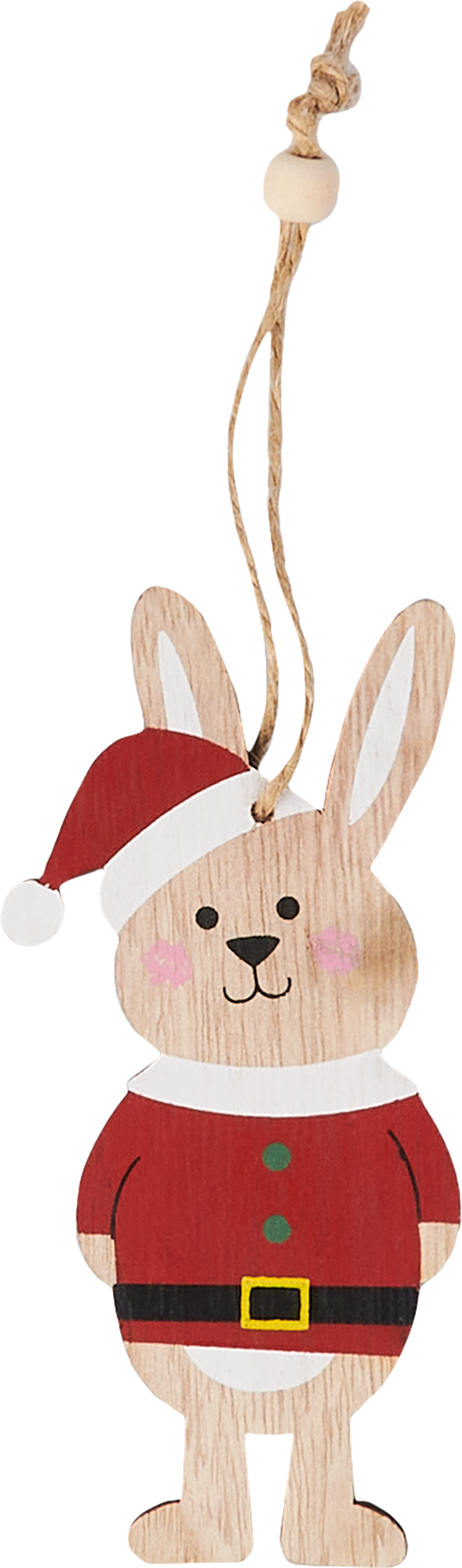 Изображение товара Подвес Зайчик 12.5x6.5 см деревянная елочная игрушка разноцветная