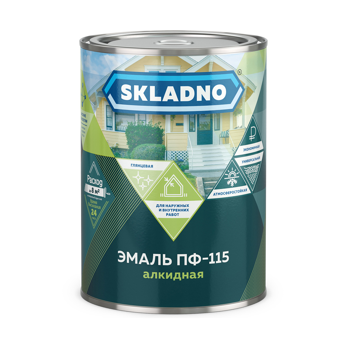 Изображение товара Эмаль ПФ-115 Skladno полуглянцевая цвет зеленая 20 кг Изображение товара Эмаль ПФ-115 Skladno полуглянцевая цвет зеленая 20 кг