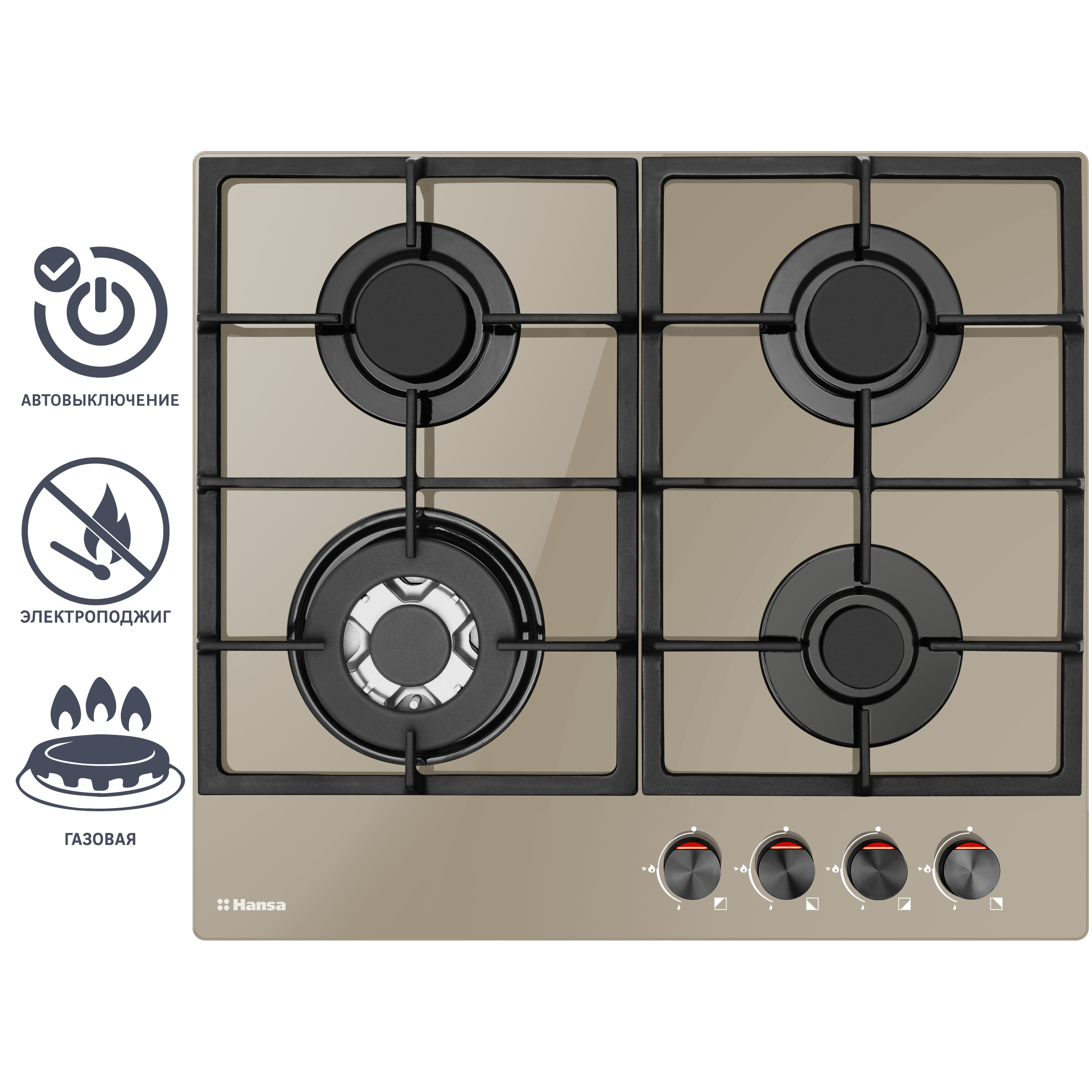 Изображение товара Газовая варочная панель Hansa BHKY61139 4 конфорки бежевый